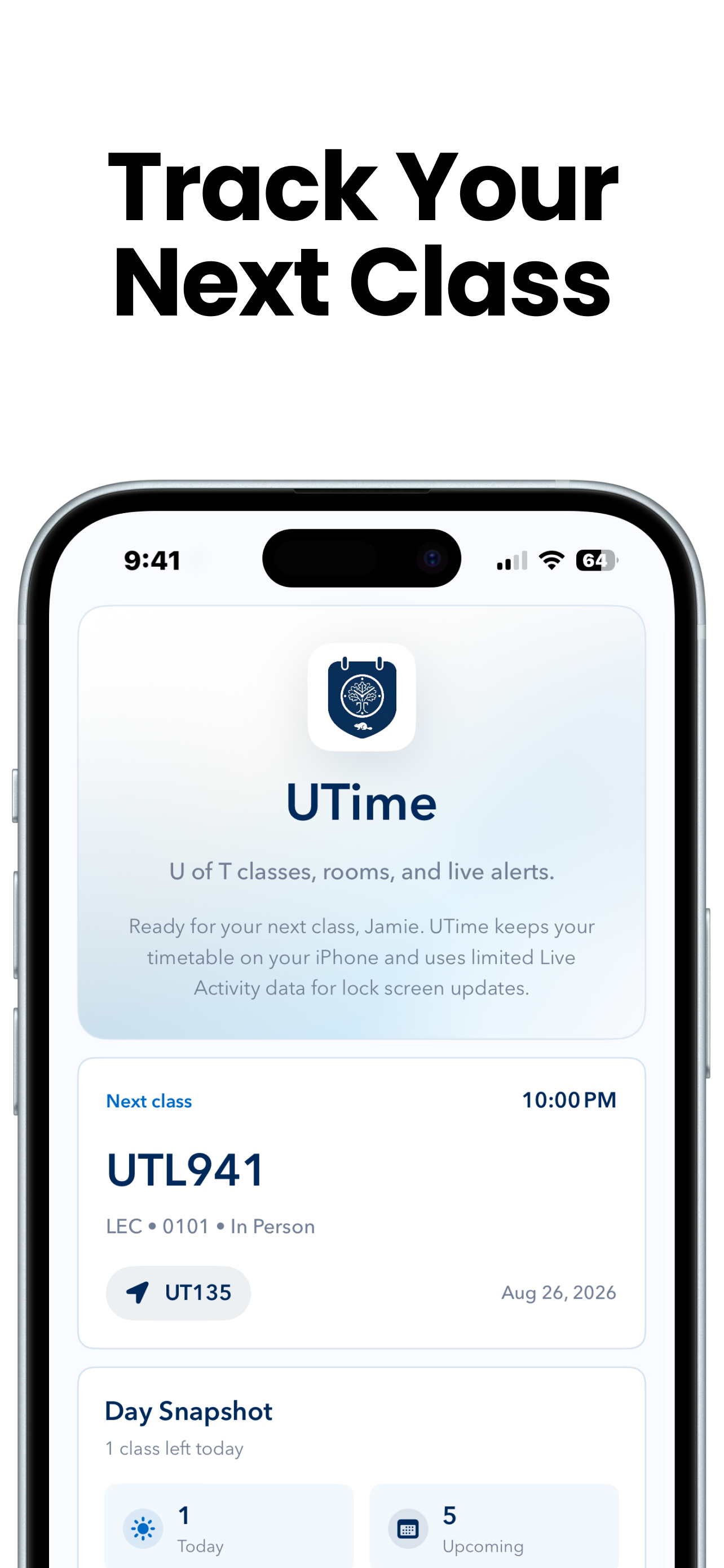 UTime Today screen on iPhone